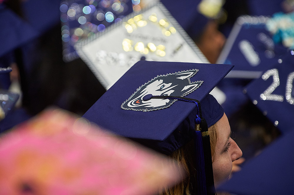 A cap seen during the first College of Liberal Arts and Sciences Commencement ceremony on May 7, 2017.