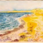 Watercolor painting of cape cod shore line