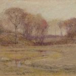 Pastel painting of landscape on paper