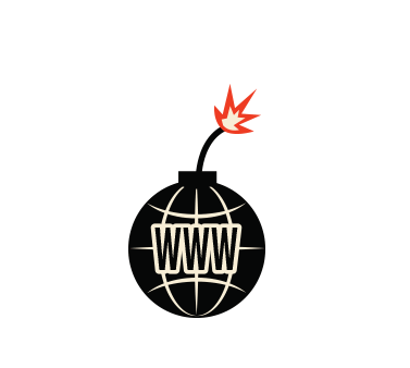 exploding bomb with WWW (world wide web) written onto it