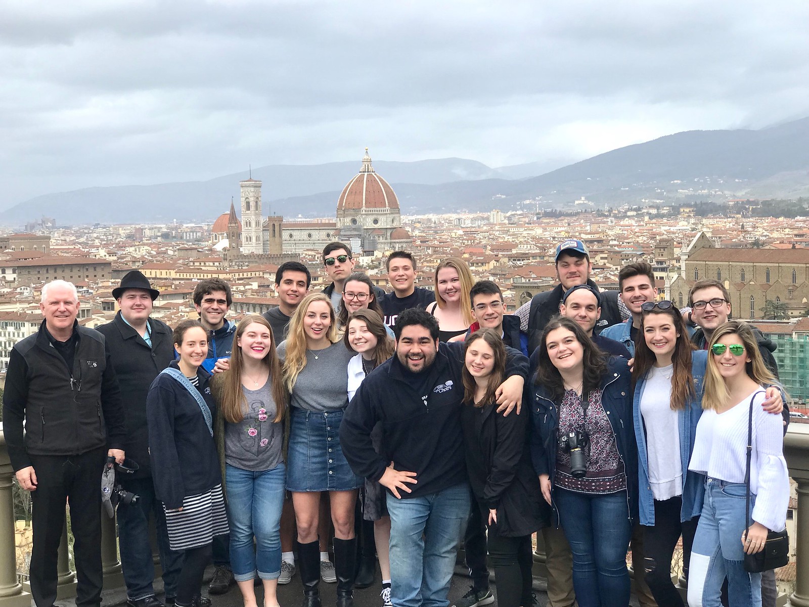 The UConn Chamber Singers and Dr. Spillane on the hill overlooking Florence