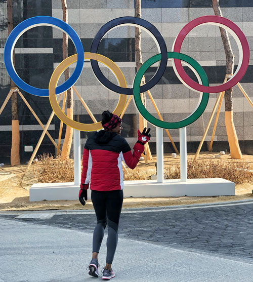 Phylicia George representing Canada at the 2018 Winter Olympic games