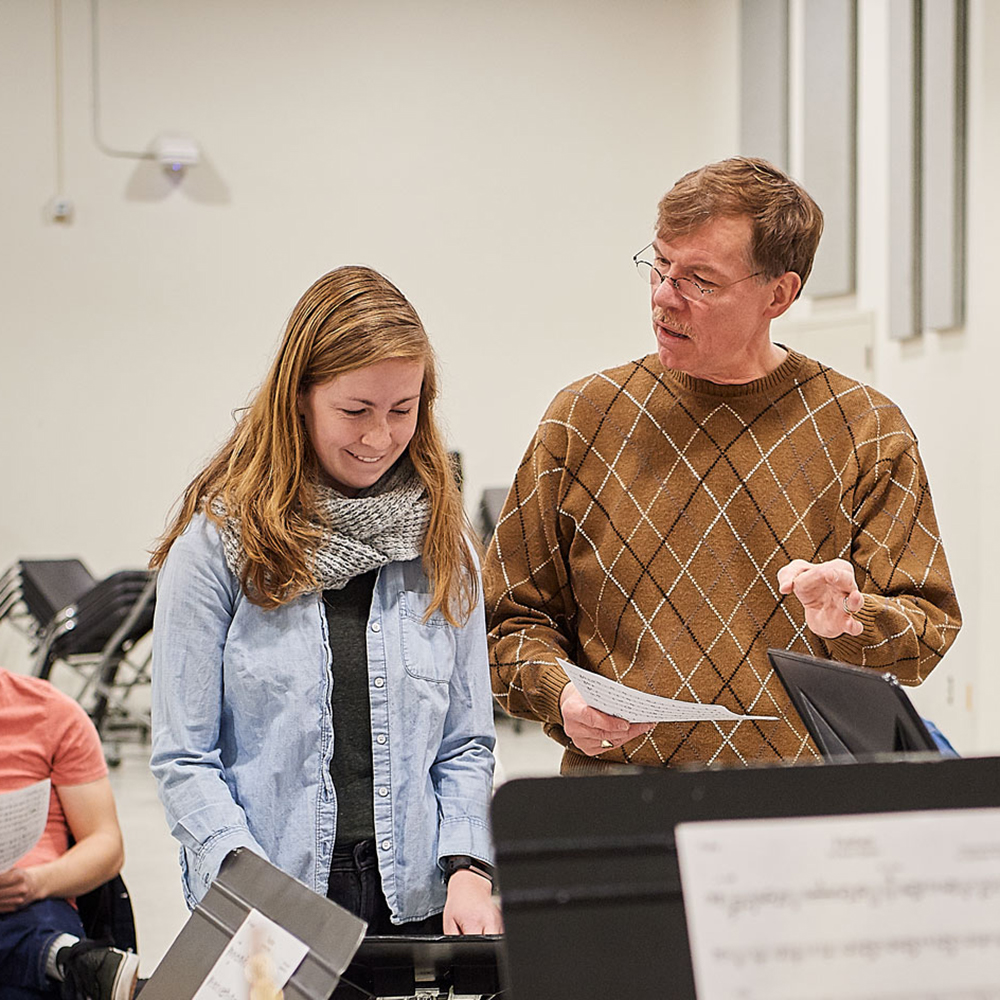 Ken Fuch, professor of music, teaches a class on music arranging for music educators at the Music Building