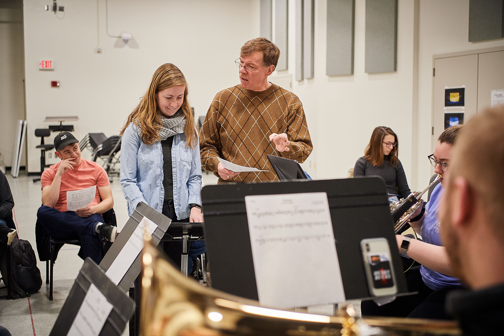 Ken Fuch, professor of music, teaches a class on music arranging for music educators at the Music Building