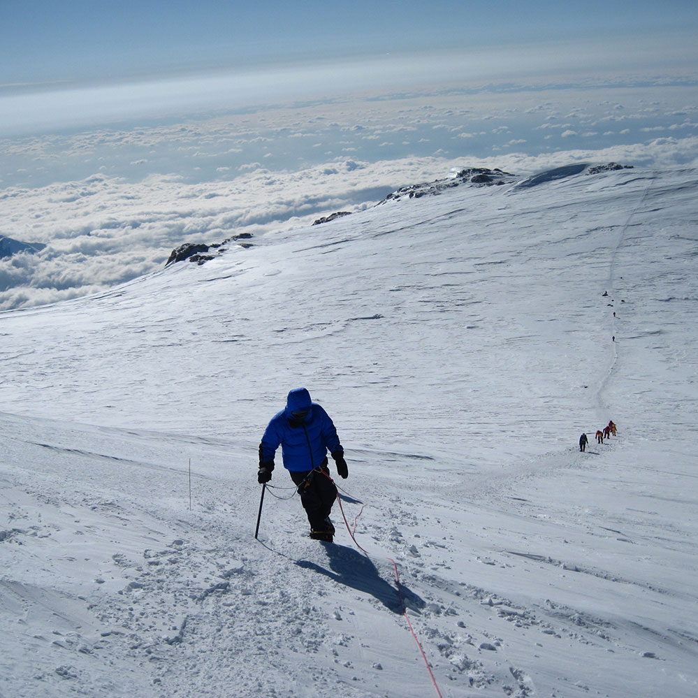 Approaching Denali summit ridge