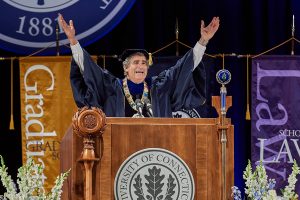 President Katsouleas speaks during virtual commencement