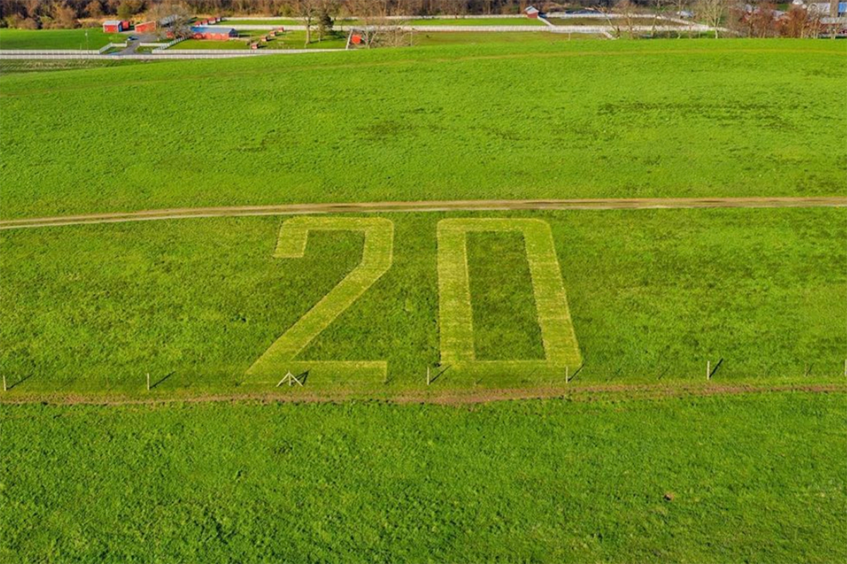 20 etched into Horsebarn Hill on UConn Storrs campus