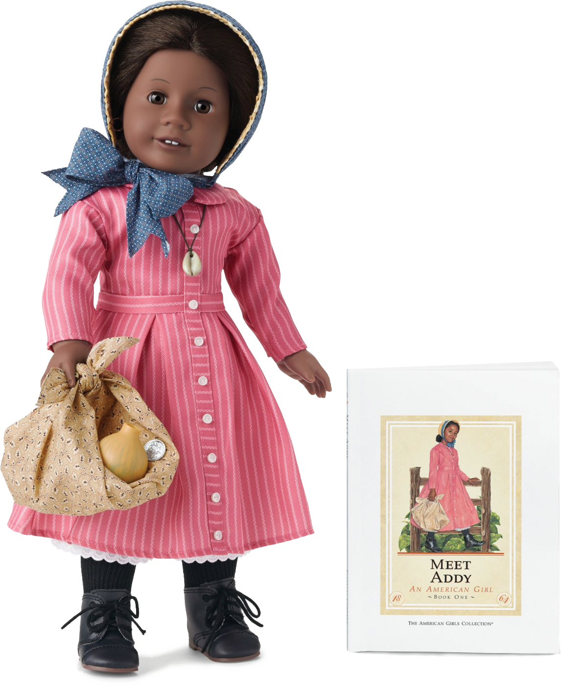 American Girl Addy Doll alongside her book