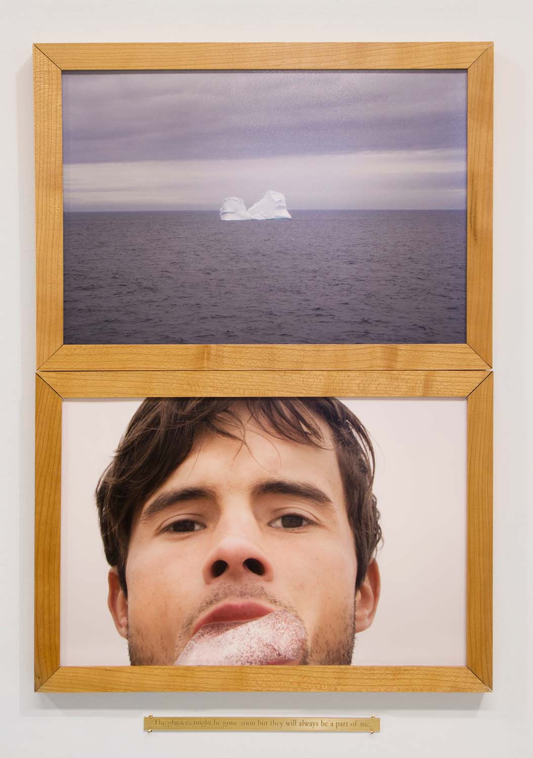 The Glaciers Might Be Gone Soon but They Will Always Be a Part of Me. For this work from 2007, exhibited in 2013, he traveled to Labrador, Canada, to see an iceberg and take a selfie eating a bit of a bergy from the shoreline.
