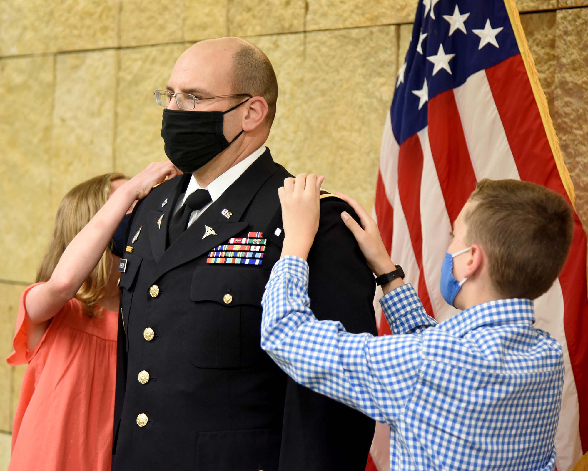 Daniel Raboin being promoted to lieutenant colonel, U.S. Army