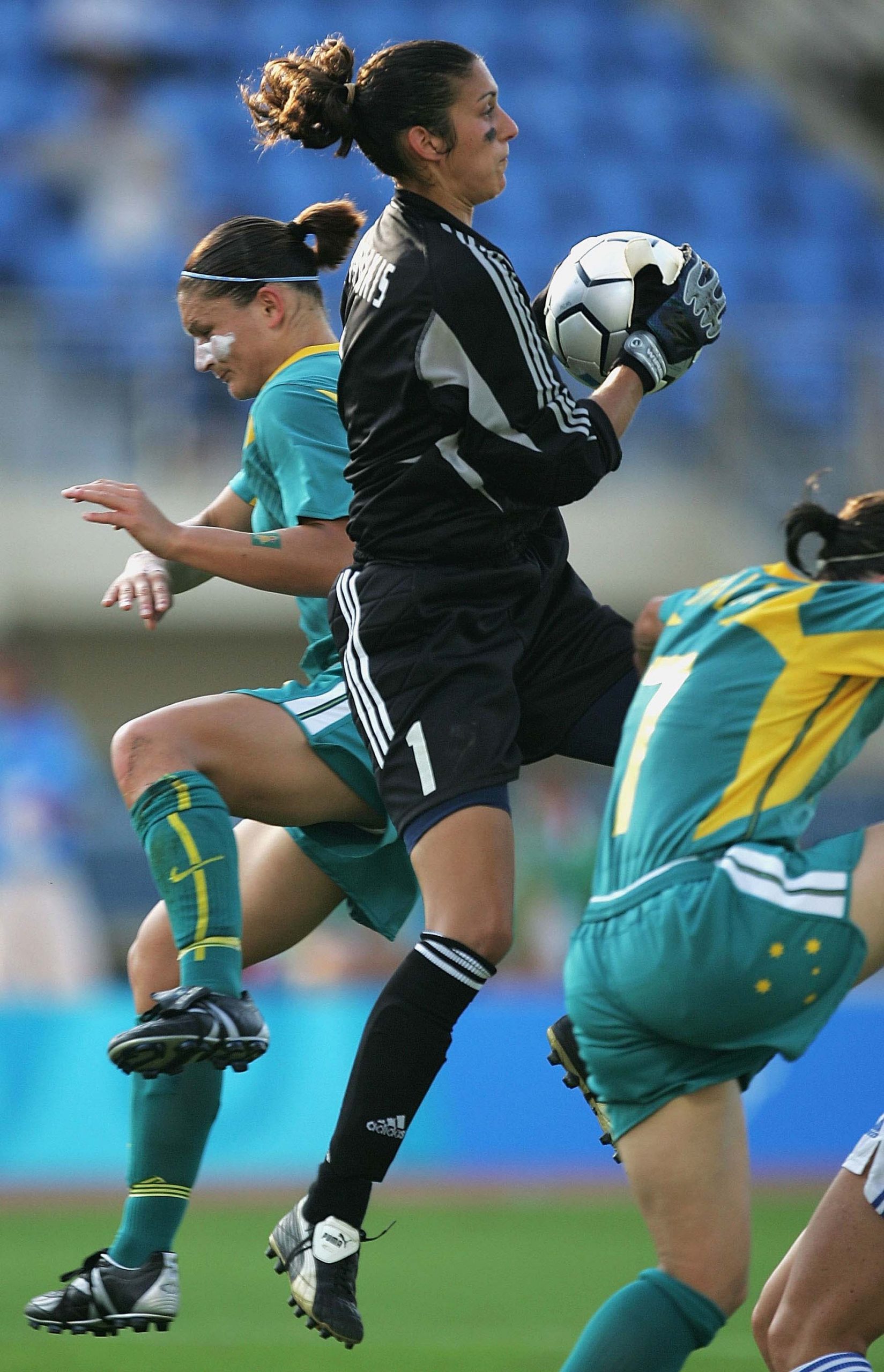 Yatrakis goalkeeping for Greece against Australia during the Athens 2004 Summer Olympic Games.