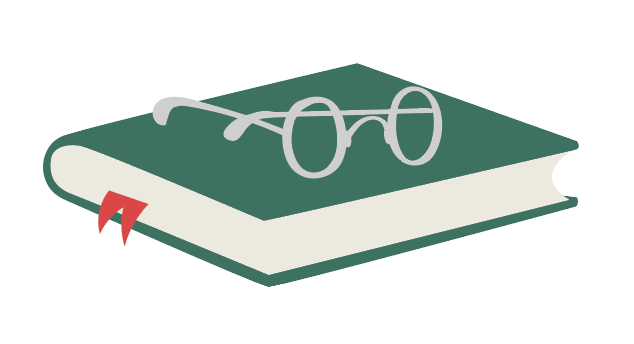 illustration of glasses on a book