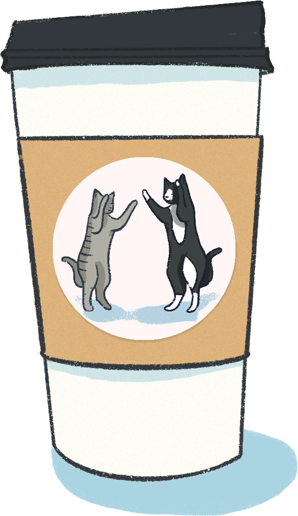 illustration of Coffee Cup with cats on label