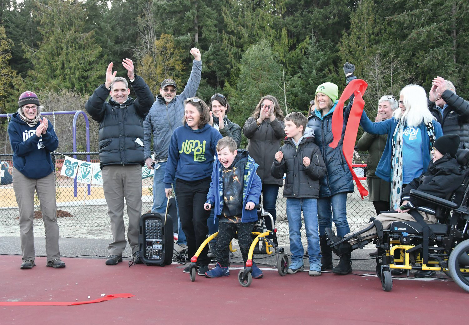 Sarah Grossman during the ribbon cutting ceremony for the opening of the accessible playground
