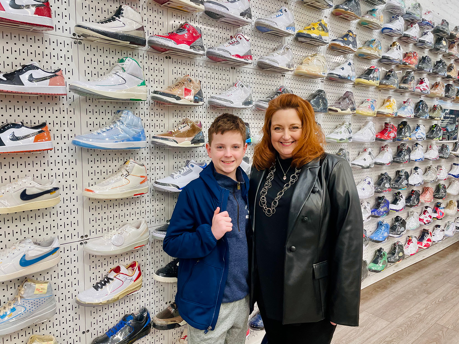 Stephanie Reitz and son Brady at the “Sneaker Shopping” show taping in NYC.