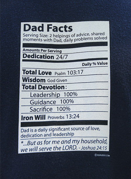 Dad Facts - spoof nutritional label