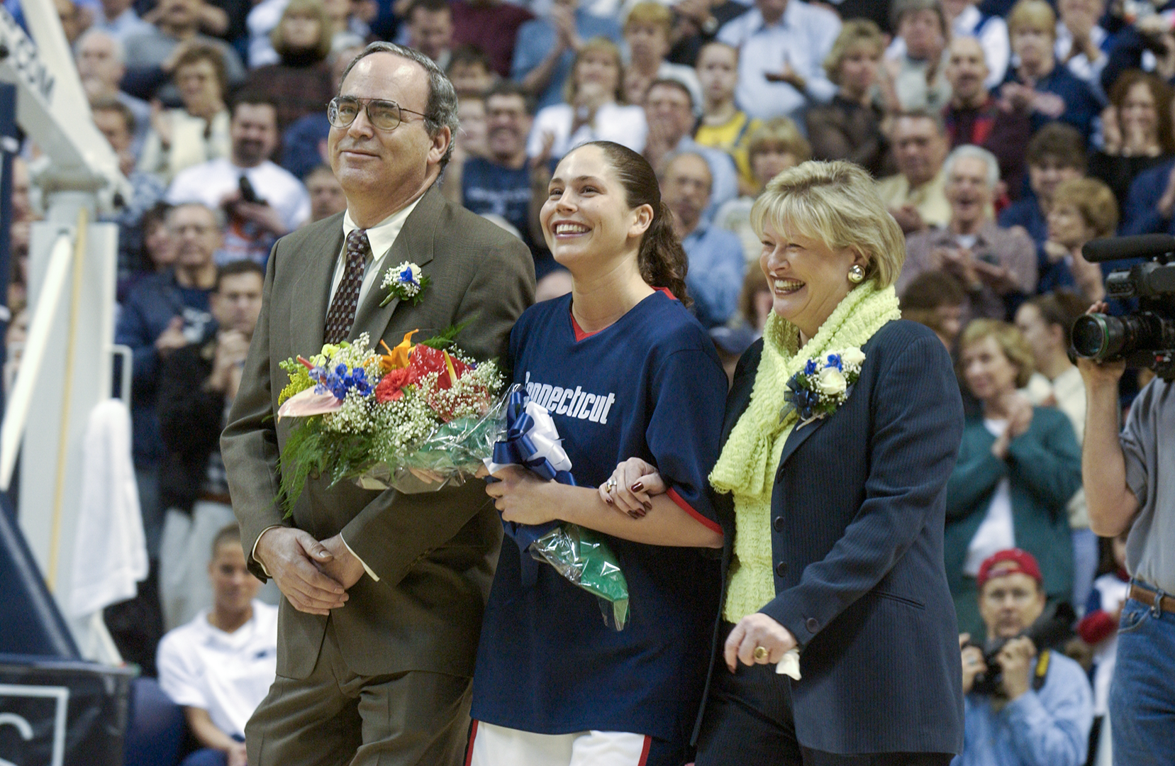 Photos of senior night ceremonies before the Women'd basketball game against Providence College at Gampel Pavillion.