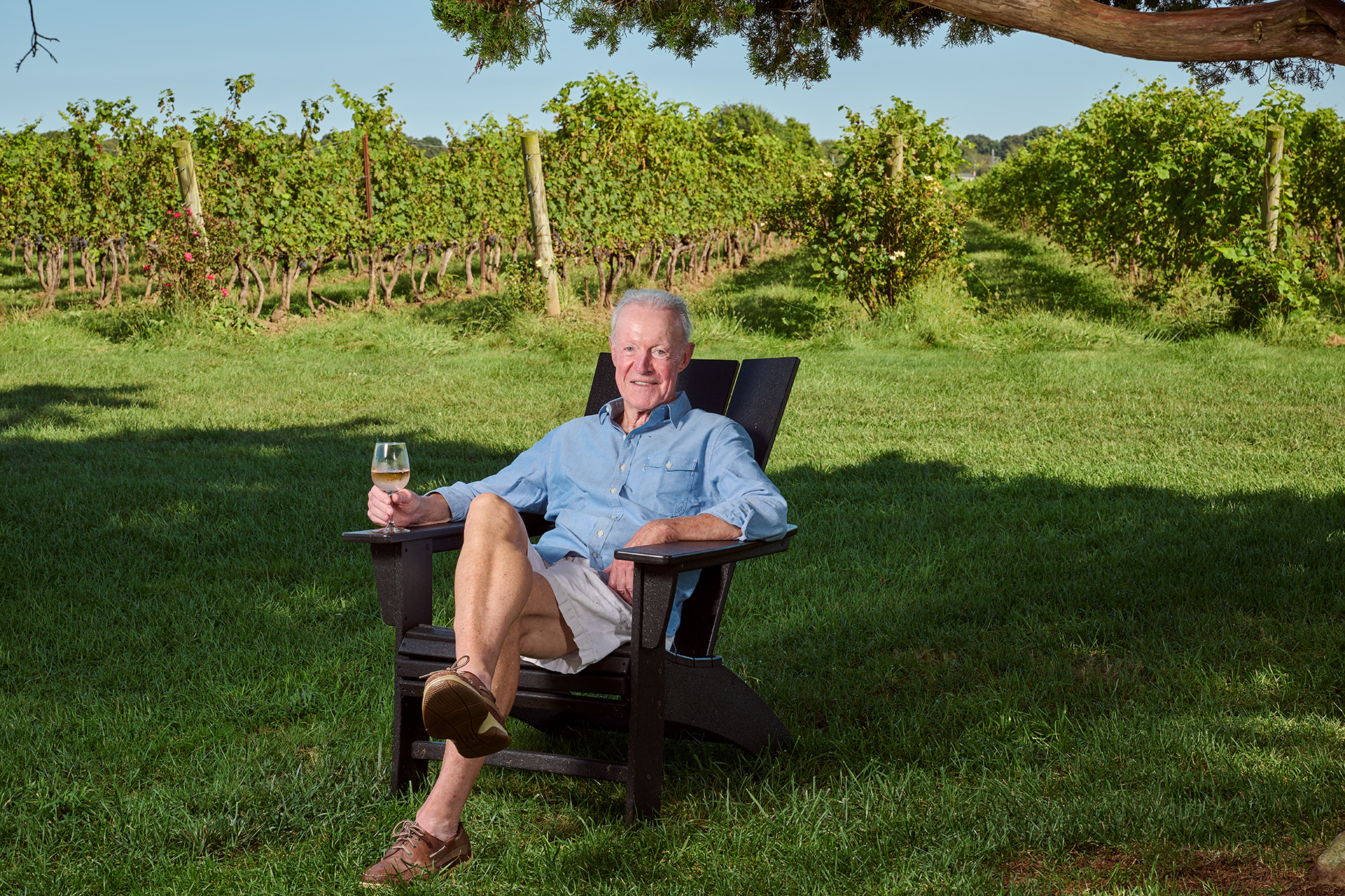 Michael Connery relaxes in his vineyard