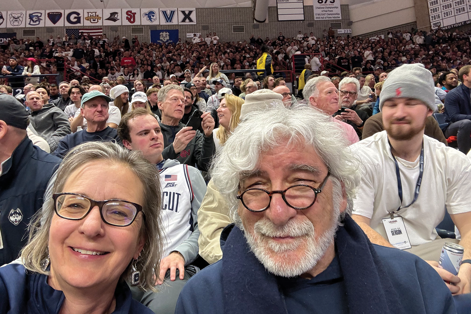 Vanessa with her father during a UConn Game in Gampel pavilion