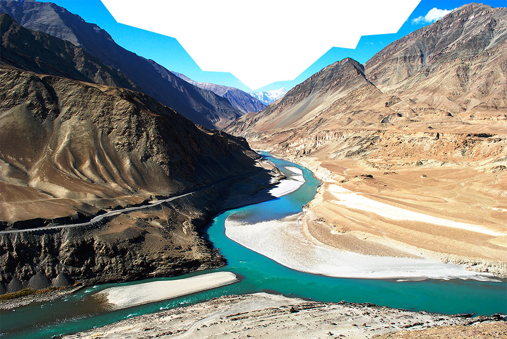 Mountain ranges surrounding the Indus River