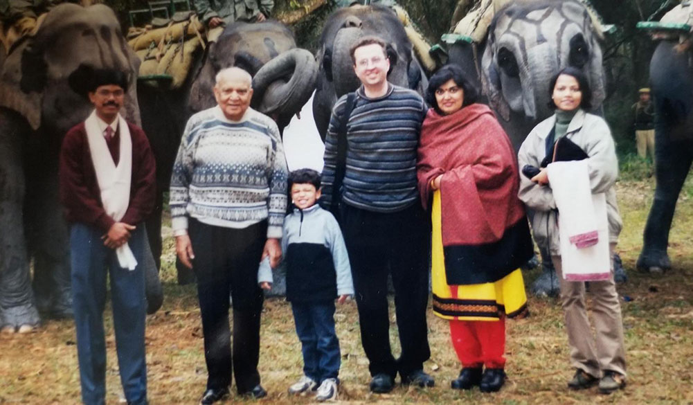 Srinivas, Sinha, her husband and son, while Srinivas was Governor of Assam