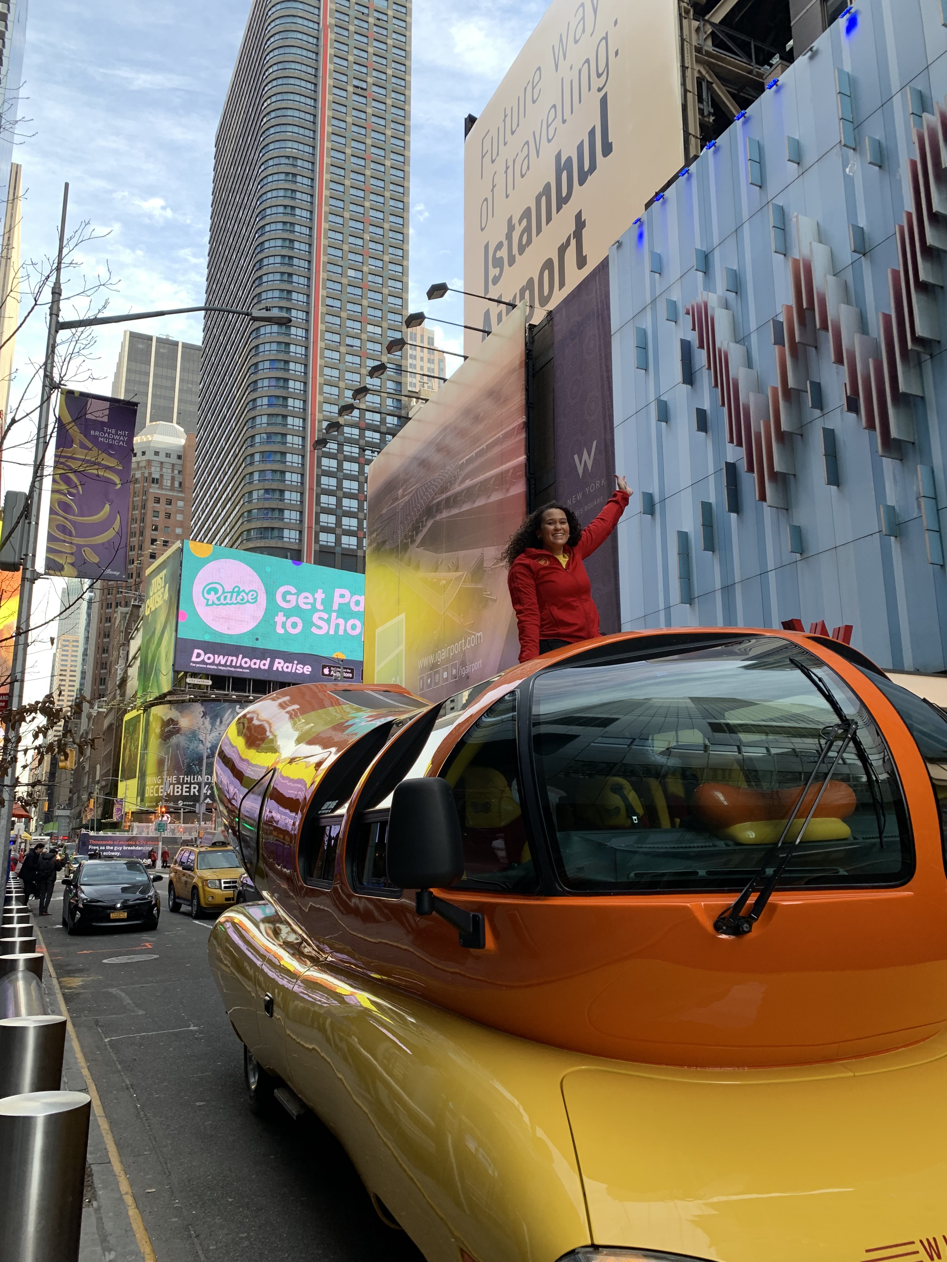 the wierner mobile drives through the big apple