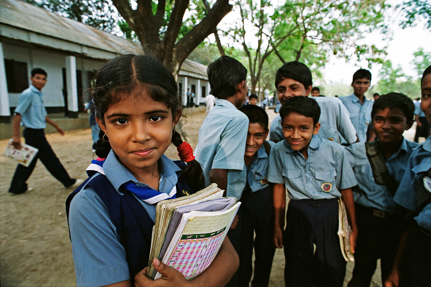 Schoolgirl teased by classmates in Gazipur, Bangladesh, 2004.