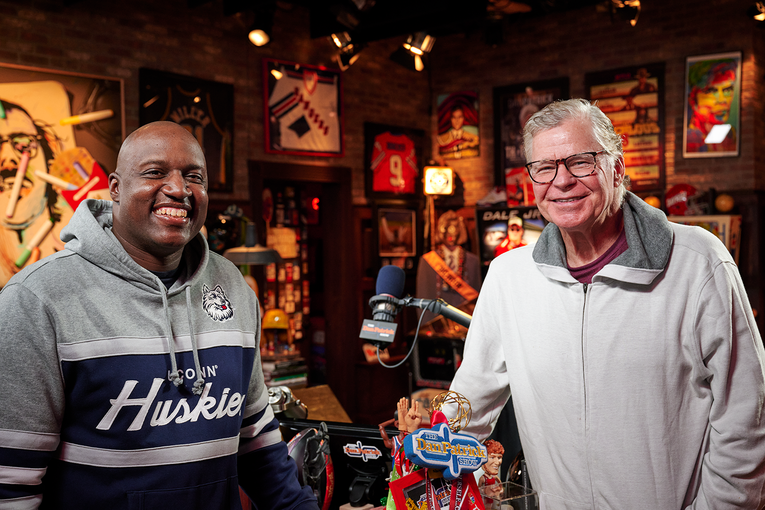 Marvin Prince, on the set ot The Dan Patrick Show in Milford on Nov. 15, 2023. (Peter Morenus/UConn Photo)