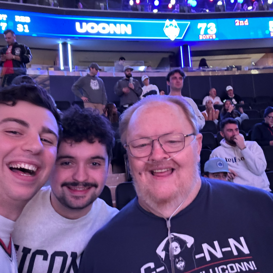 Aaron Belletsky, Cam Treichal and Tom Emery aka Big Red at Big East Tournament game in Gampel.