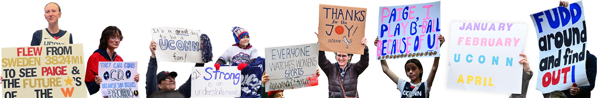 fansandsigns UConn Women's Basketball fans hold up signs of support for team and players