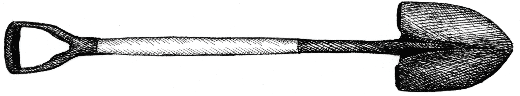 96 Spade A pen-and-ink illustration of a spade or shovel