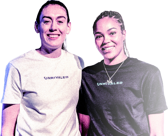 Brianna Stewart poses with Napheesa Collier wearing unrivaled tees