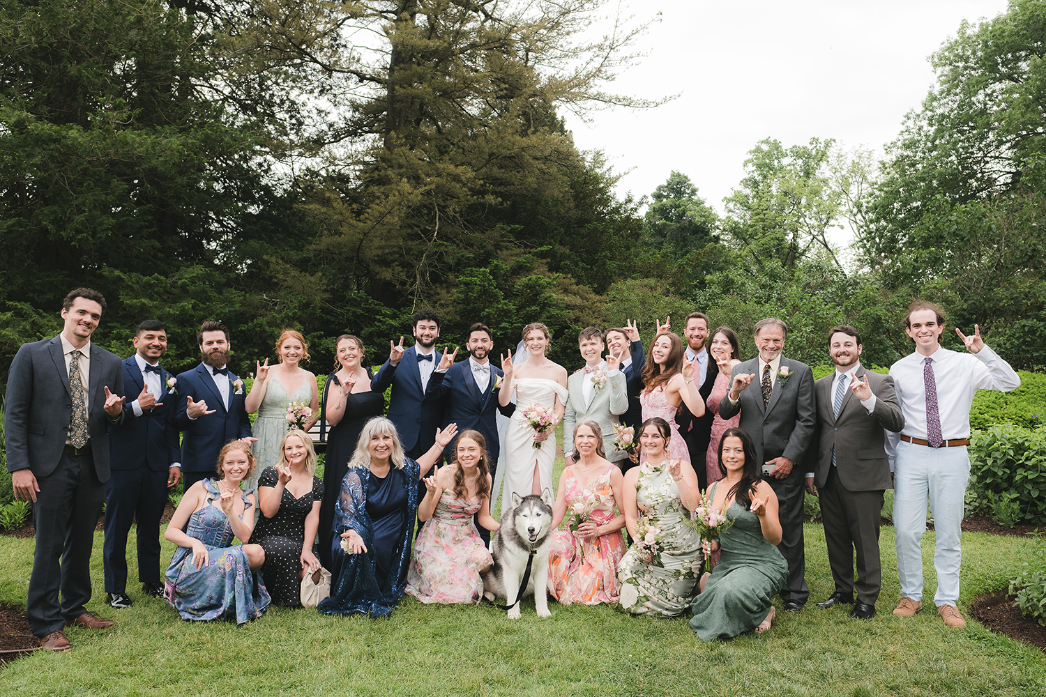 A group photo from Kelly-Anne Moffa and Robert Glassman's wedding in West Hartford, CT.