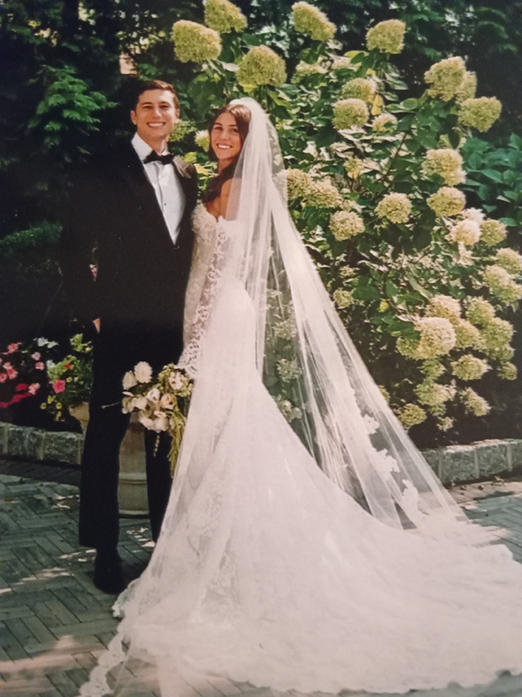 William Brisman and Randi Burr together at their wedding in Florentine Gardens in River Vale, New Jersey.