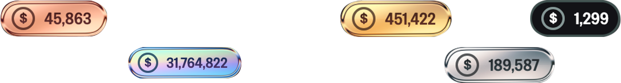 miscellaneous dollar amounts in small game-like tokens