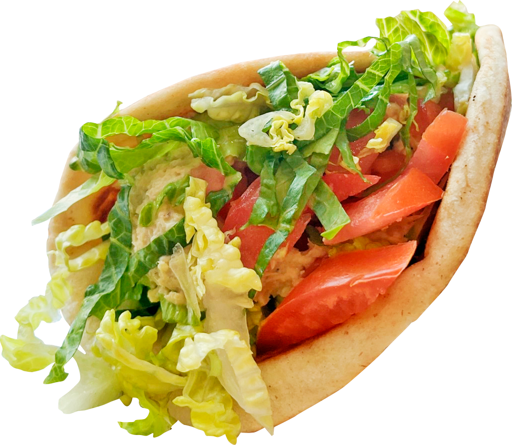 A sandwich with lettuce and other vegetables.