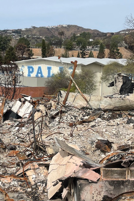 Palisades Charter High the day after the fire
